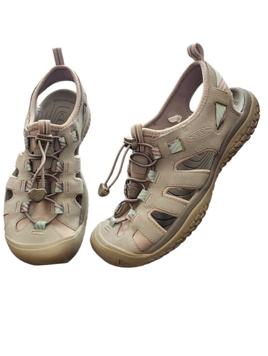 Keen Shoes - KEEN Whisper Waterproof Closed Toe Hiking Sandals Gray/Mint Green/Pink Size 9.5